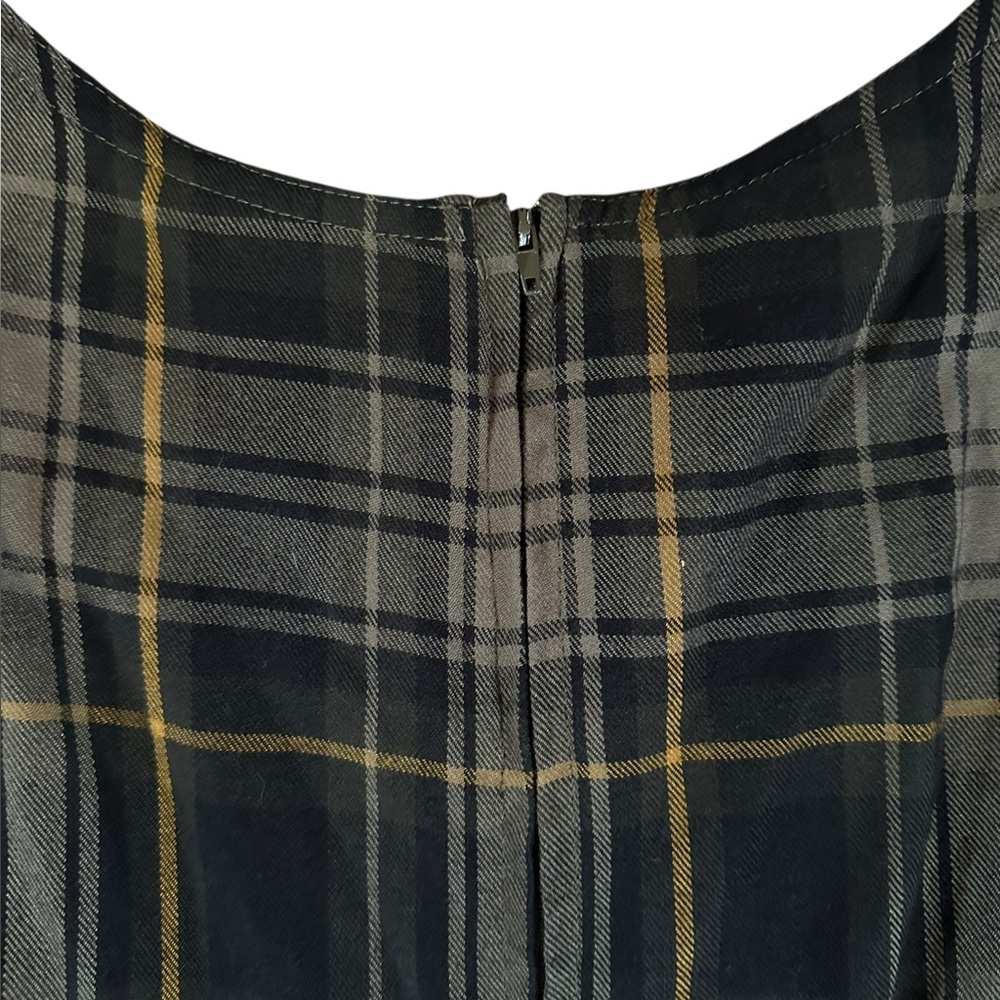 BLUE J black/tan/olive plaid jumper dress midi/maxi with pockets size Large - Picture 4 of 8